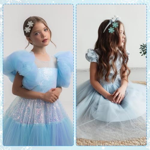 Snowflake Rhinestone Hair Clips 6 PCS Blue Silver Holiday Hairpins