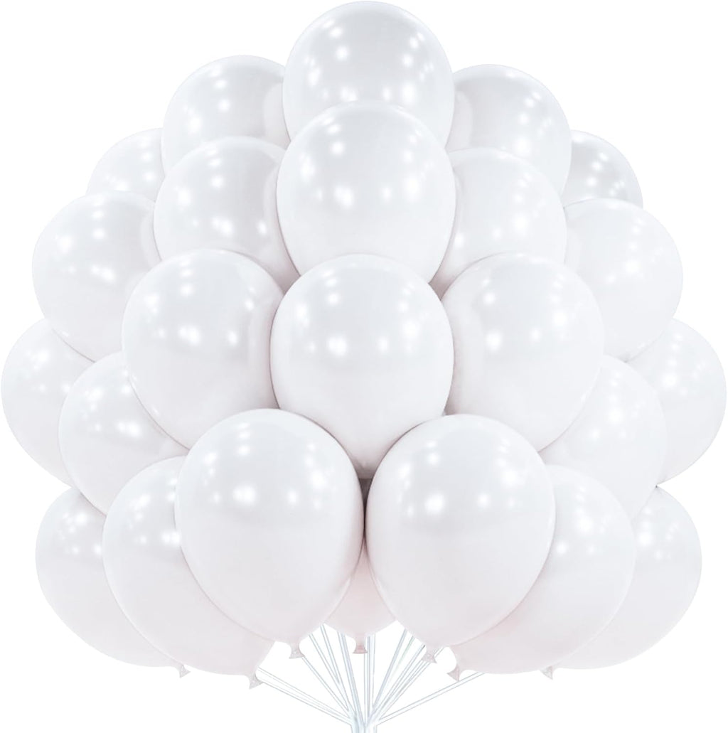 PartyWoo Pearl White Balloons - 100pcs 12 Inch Metallic Latex for Weddings, Anniversaries & Celebrations