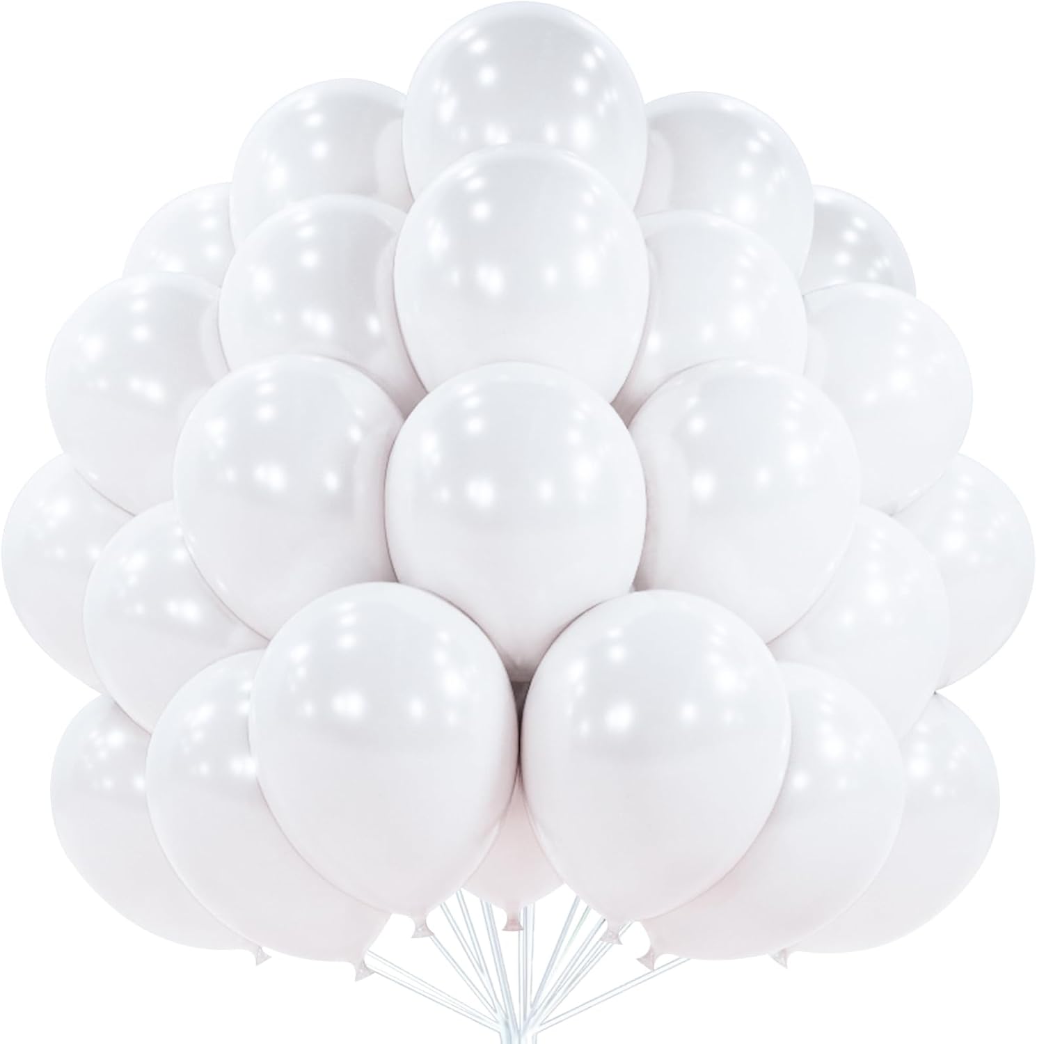 PartyWoo Pearl White Balloons - 100pcs 12 Inch Metallic Latex for Weddings, Anniversaries & Celebrations