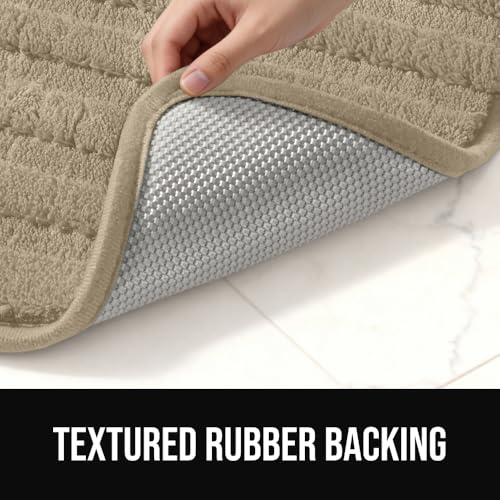 Gorilla Grip Memory Foam Bath Mats, 23x16 & 30x18, Beige - Ultra-Absorbent & Machine Washable