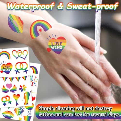 Garsellen 119+ Pcs Gay Pride Temporary Tattoos Rainbow Flag Stickers