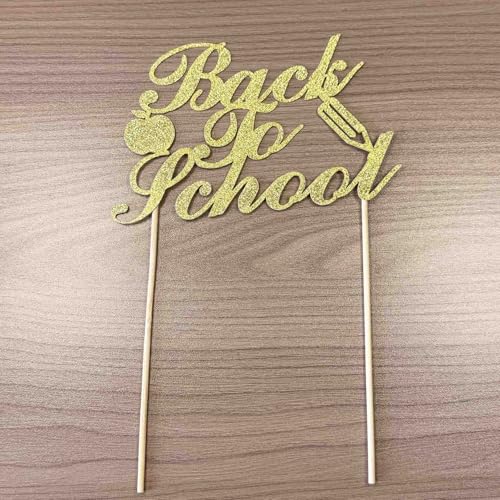 Back to School Cake Topper | Gold Glitter Welcome Decoration