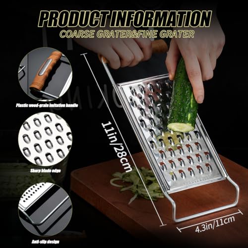 LEKAYIHU 2-Pack Stainless Steel Handheld Grater Set, Coarse & Fine Zester
