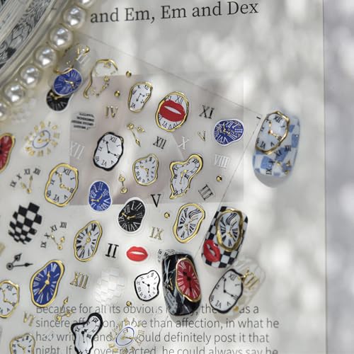 5D Embossed Gold Clock Nail Stickers Self-Adhesive Luxury Nail Decals