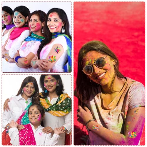 Indian Holi Temporary Tattoos - 200+ Happy Holi Party Favors Stickers