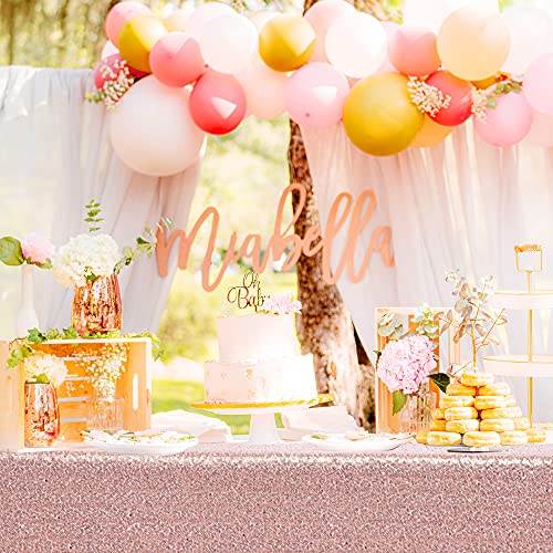 Nanbowang Pink Sequin Tablecloth - 15 x 8 Inches Rectangular Party Cover