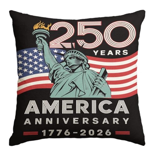 250th Anniversary Patriotic Pillow Cover 18x18 Inch - USA 1776-2026