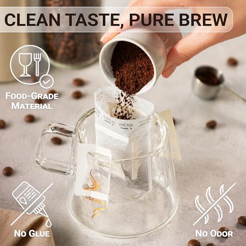 Granatan Disposable Drip Coffee Filter Bags - 100 Pack for Travel & Camping