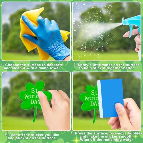 St Patricks Day Window Clings - 117 Reusable Shamrock Stickers