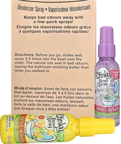 Stinky Bowl Toilet Spray Set - 2 Pack Citrus & Lavender Deodorizer 1.85oz