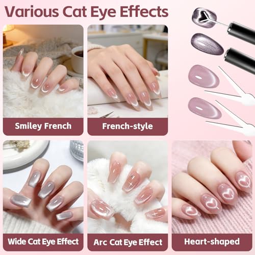 IOGOG 5-Piece Cat Eye Magnet Set for Gel Polish Nail Art