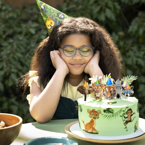 24 Pcs Safari Animals Cupcake Toppers - Jungle Birthday Decorations