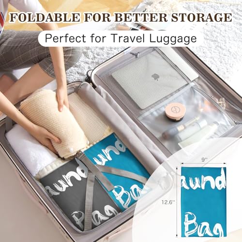 XL Travel Laundry Bags - 2 Pack, Gray & Sky Blue, 24" x 36"