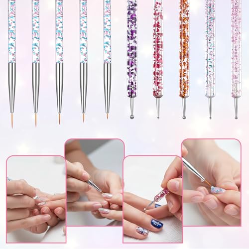 Larrel 10-Piece Nail Art Brush and Double-Ended Dotting Tool Set