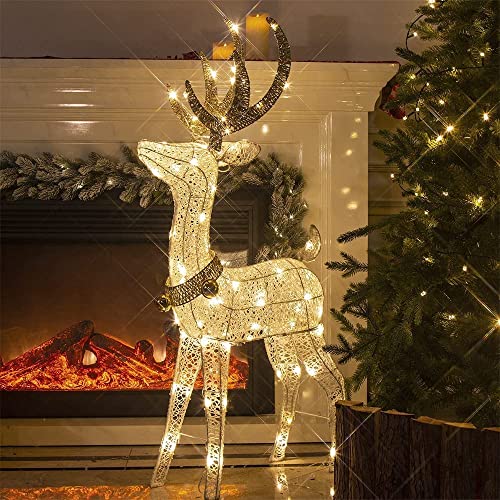 48-Inch Lighted Outdoor Christmas Reindeer Decoration with LED Lights