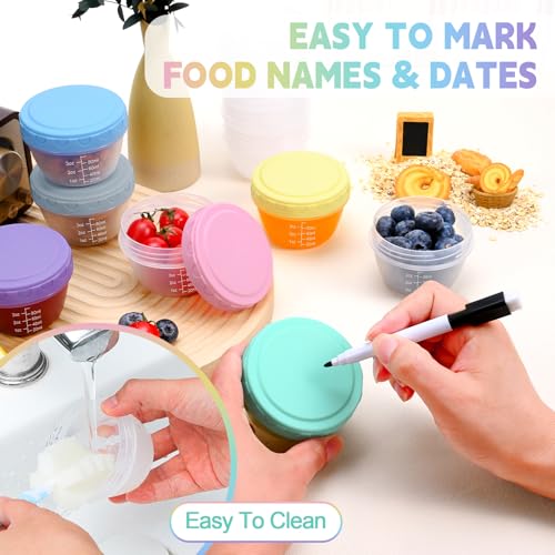 4oz Reusable Plastic Food Containers with Lids - 6 Pack