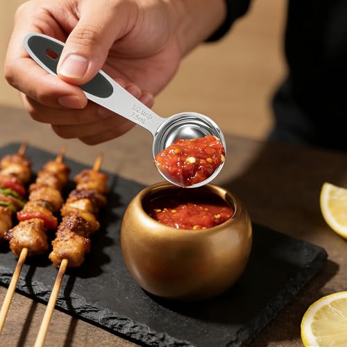 Stainless Steel Measuring Spoon with Black Silicone Grip - 1/2 Tbsp