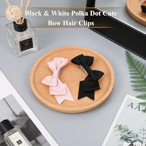 Hujnagh 4 Pcs Cute Bow Hair Clips Lolita Hair Accessories Pink Black