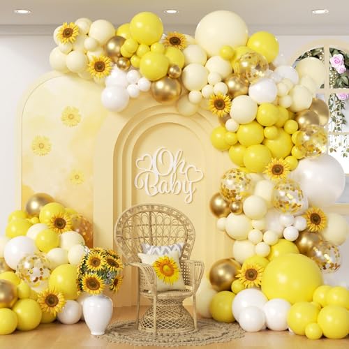 Yellow Bee Balloon Arch Kit with Gold Confetti - 41pcs Balloons