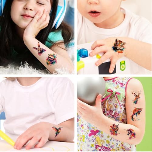 Watercolor Animal Temporary Tattoos 30 Sheets Party Favors