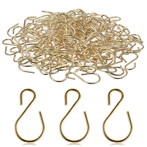 120 Pcs Champagne Gold S Hooks - Mini Metal Hanging Hooks for Storage