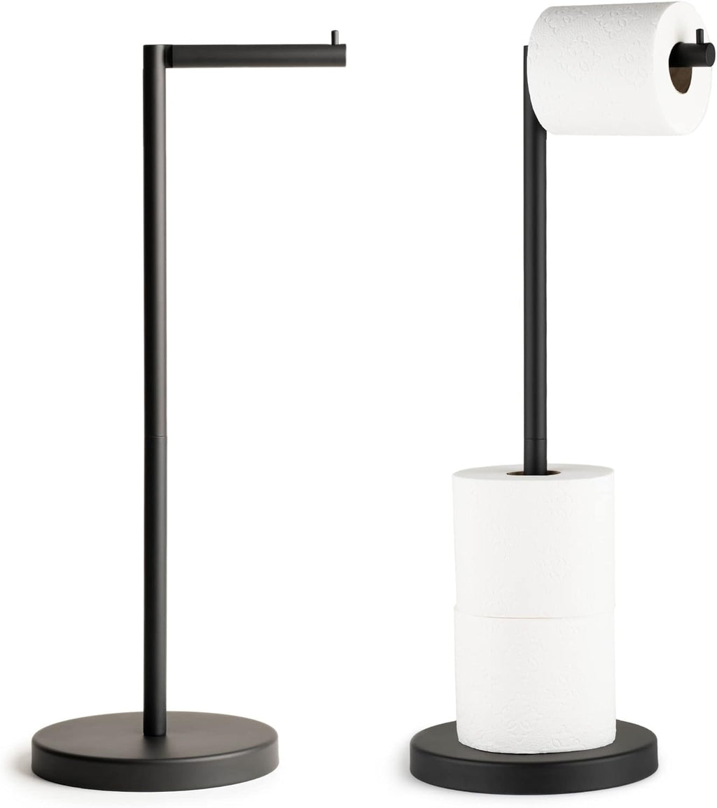 Marmolux Acc Free Standing Toilet Paper Holder - Modern Matte Black Design for 4 Rolls