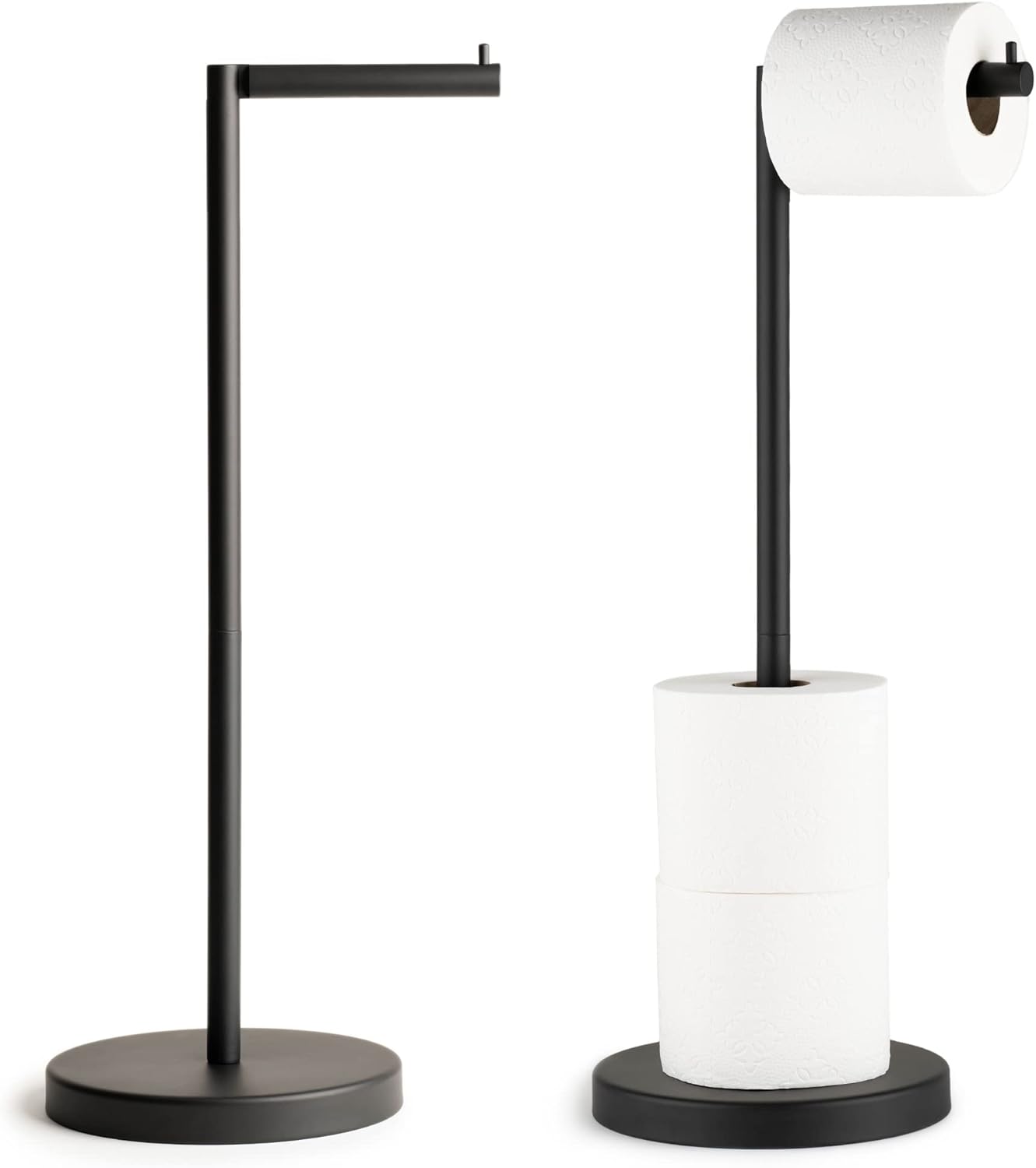 Marmolux Acc Free Standing Toilet Paper Holder - Modern Matte Black Design for 4 Rolls