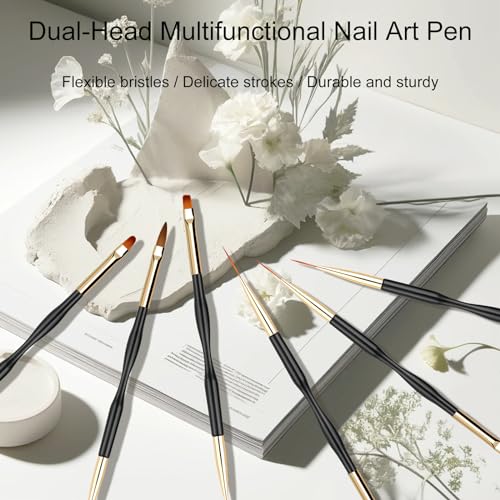 Kootinn Dual-End Nail Art Brush Set 6-Piece Nail Drawing Pens