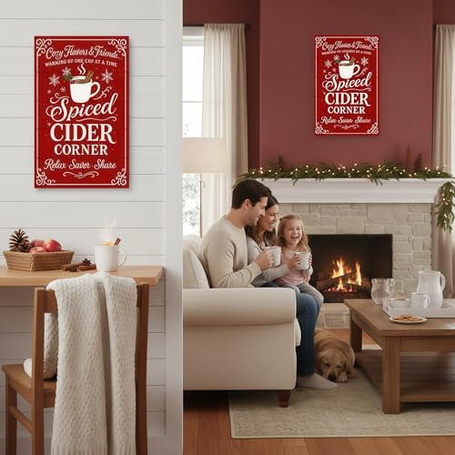 Hot Chocolate Bar Metal Sign - 8x12 Inch Christmas Decor