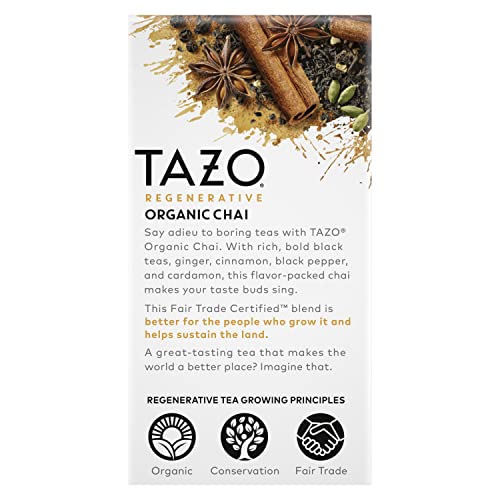TAZO Regenerative Organic Chai Black Tea Bags, 16 Count (Pack of 2)