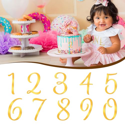 20 Pcs Gold Acrylic Number Cake Toppers for Birthdays & Weddings