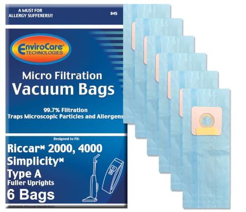EnviroCare Replacement Vacuum Bags for Riccar & Simplicity Type A (6 Pack)
