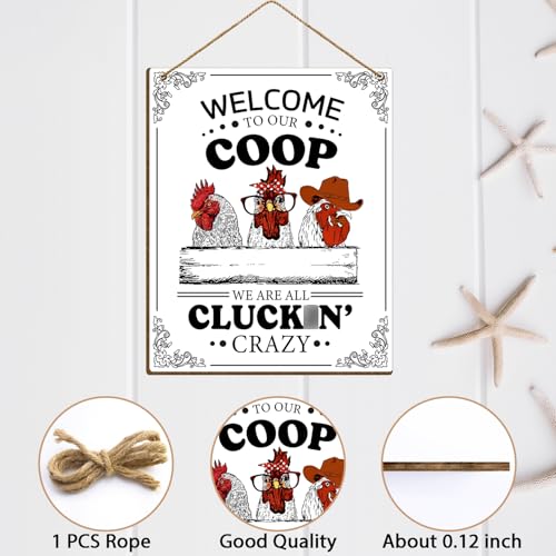 Funny Rooster Kitchen Sign - Wooden Hanging Wall Plaque 8x10