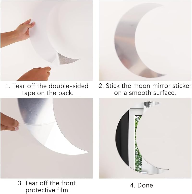 Moon Phase Mirror Set - 5 Piece Unbreakable Acrylic Wall Decor