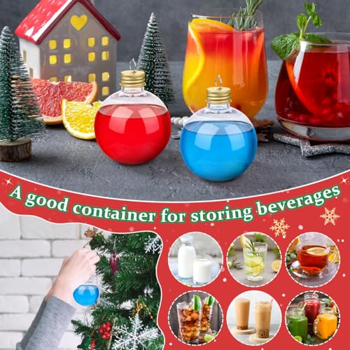 Golden1 Clear Fillable Christmas Ornaments - 10 Pack, Leakproof Plastic Xmas Drink Balls & Gift Containers