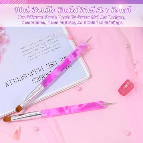Larrel Double Ended Nail Art Brush and Dotting Tool Set - 2 Pcs Purple