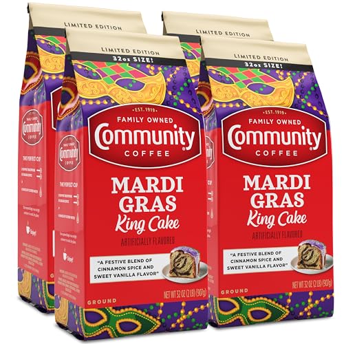 Community Coffee Mardi Gras King Cake Flavored Ground Coffee, 32oz