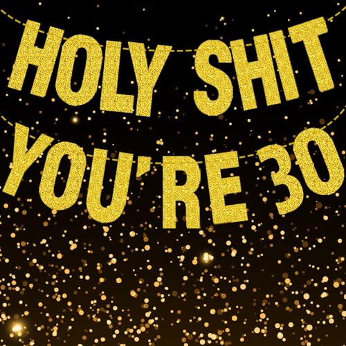 Gold Glitter 30th Birthday Banner for Men & Women - Party Decor