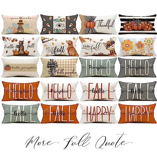 Thanksgiving Pumpkin Pillow Cover 12x20 - Farmhouse Autumn Decor