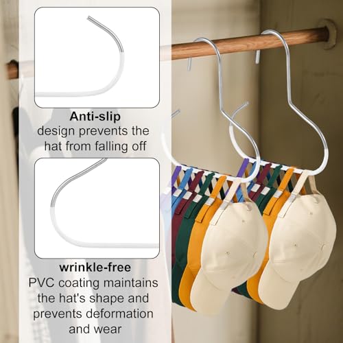 Durable Hat Organizer Hanger - 4pcs Anti-Slip Baseball Cap Storage