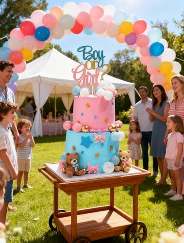 23 PCS Baby Gender Reveal Bear Cake Toppers Set