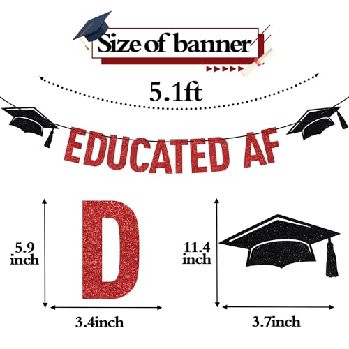 Black Glitter Educated AF Graduation Banner - Class of 2026