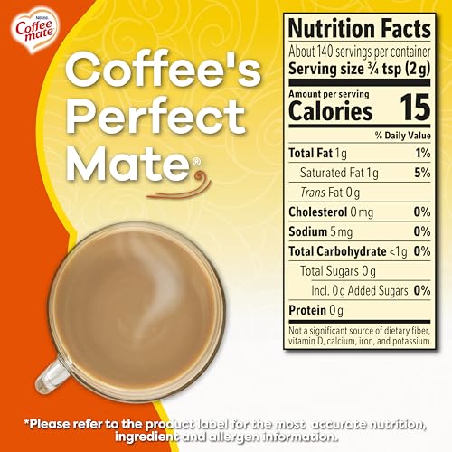 Coffee-Mate Zero Sugar Hazelnut Coffee Creamer, 10.2 oz (Pack of 6)