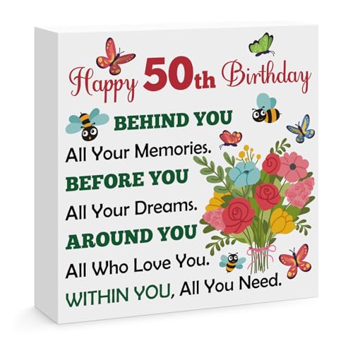 50th Birthday Wooden Box Sign - Meaningful Gift for Women