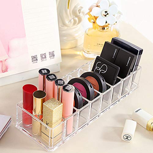 Weiai Clear Acrylic Makeup Organizer 11.2x3.5x2 Inch - 8 Compartment Holder