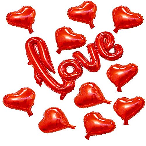 Soochat Red Heart and LOVE Balloons Kit - 11Pcs for Valentine's Day