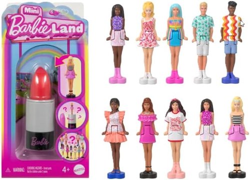 Barbie Mini Fashionistas Dolls - 1.5-Inch Surprise Reveal in Lipstick Tube | Pack of 4