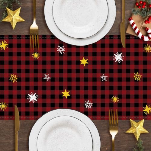 Christmas Angel Buffalo Plaid Nativity Scene Table Runner - Festive Holiday Decor
