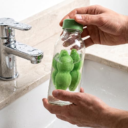 12PCS Reusable Bean-Shaped Bottle Cleaning Sponge Set