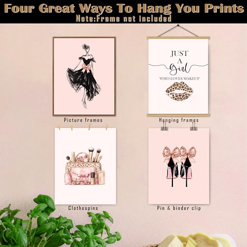 FITIE Pink Leopard Wall Art Prints Set, 8x10 Unframed Aesthetic Posters